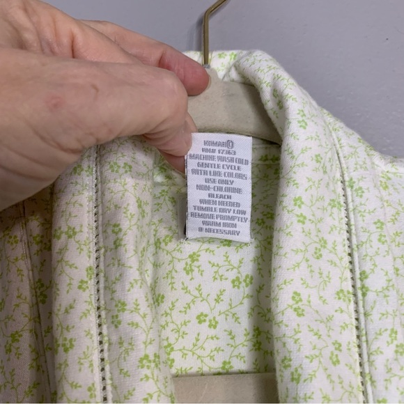 Aria green‎ ditsy floral print cotton long length maxi robe with belt. Size S - Picture 9 of 9